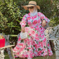 Women Eid Collection Stylish Attractive Design Flower Long Gown Dress Tops One Piece Long Kurti For Girls. 