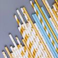 25pcs Metallic Gold heart star Foil Stripe Paper Straws Disposable Tableware Wedding Decor Baby Shower Birthday Party Supplies.