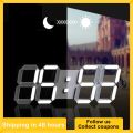 Digital Wall Clock 3D LED Display Alarm Clocks Kitchen Office Table Desktop Wall Watch Modern Design 24 Or 12 Hour Display Mute.