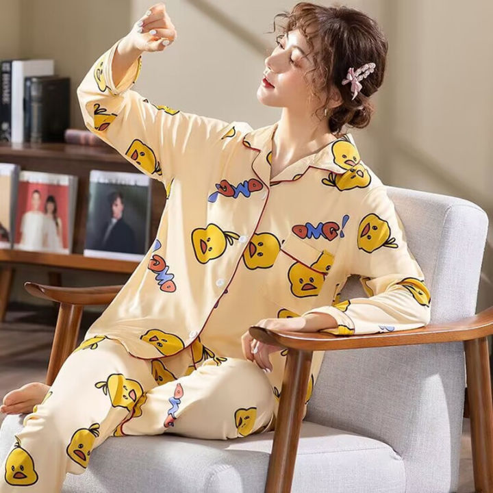 Women's%20Pajamas%20Pajama%20Pants%20Set%20Button%20Shirt%20Casual%20Dress%20Girls%20Casual%20Clothing%20Cardigan%20Style%20Mom%20Home%20Apparel%20Conservative%20-%20Image%206