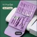 16pcs Nail Clippers Set,Manicure & Pedicure Tools, Stainless Steel Nail Cutter Kit for men and women, with Leather Bag, Travel Grooming Kit for Facial, Cuticle and Nail Care.