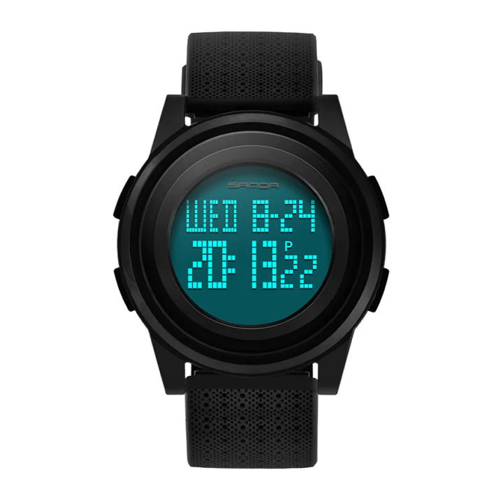 Rubber Strapped - 337 - Waterproof Super Slim - Round Case Shape - Fashionable - Digital Watch - for Men