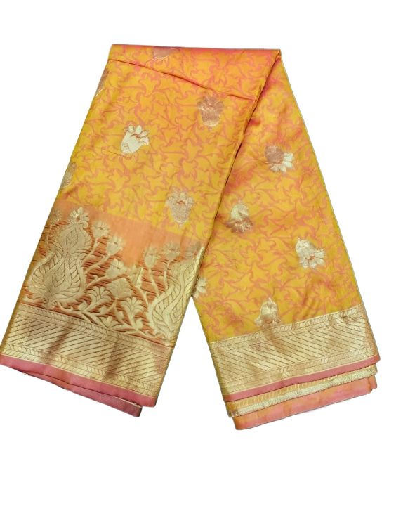 Indian Katan Sharee for Women - Without Blouse Piece