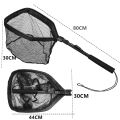 Folding Fishing Landing Net with Aluminum Telescoping Pole Handle Nylon Mesh Hoop 55cm 80cm 100cm Extend for Kids Adults.