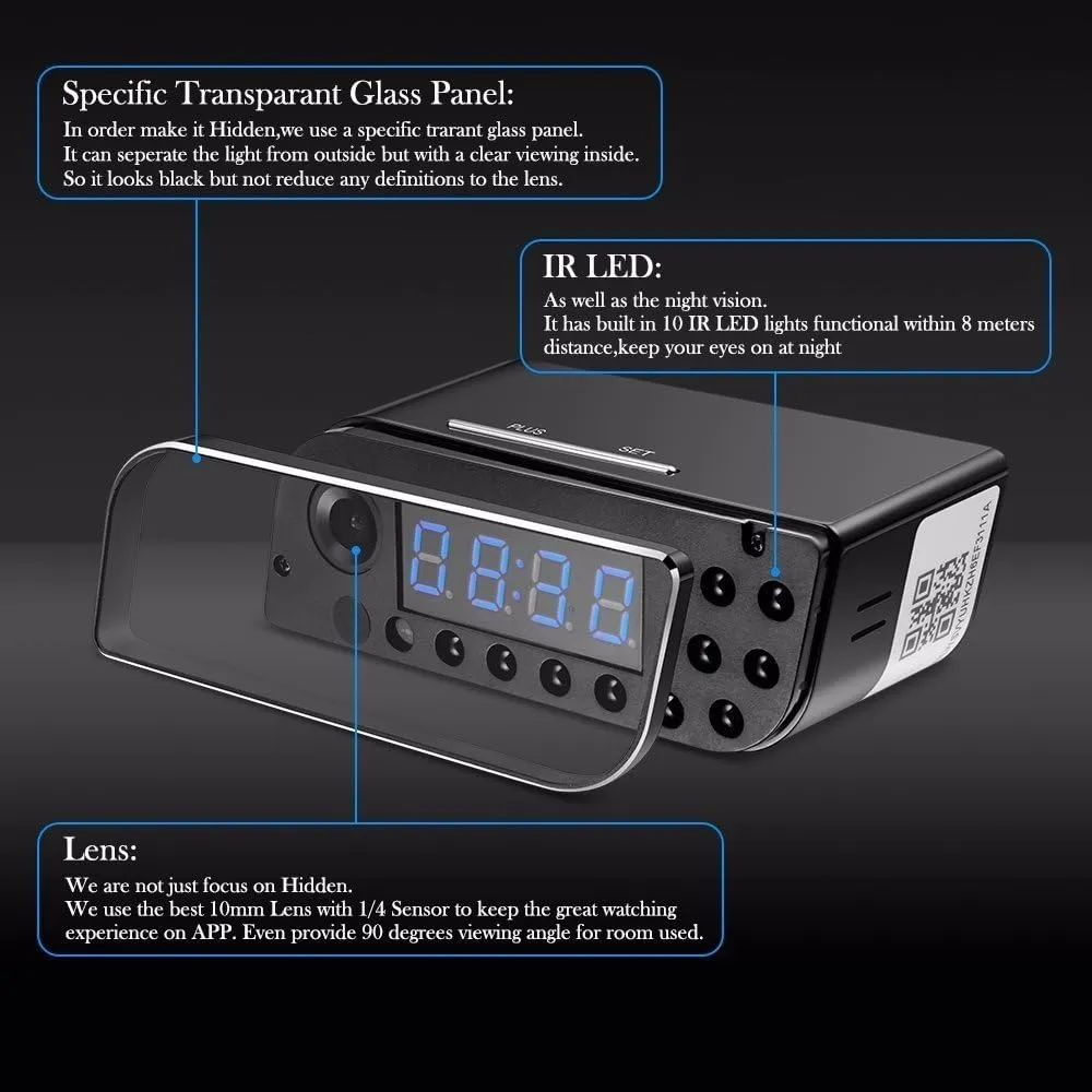 Hd Wifi Table Hidden/Spy Clock Camera description image