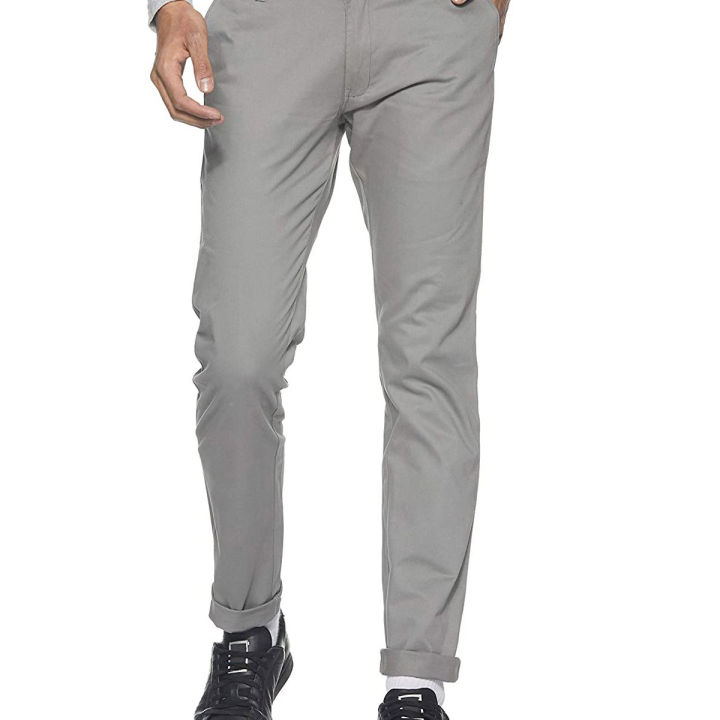 Light Grey Twill Gabardine Pant for Men