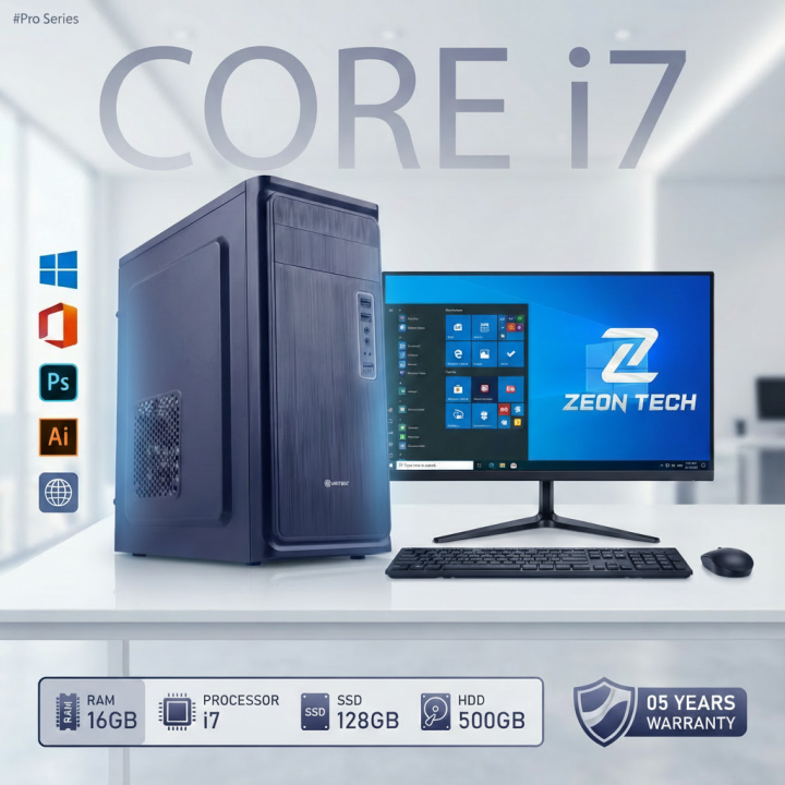 Full Set Core i7 High Performance Desktop Computer with 16GB RAM 120GB SSD or 500GB HDD 19 Inch Monitor Deep Cooling System