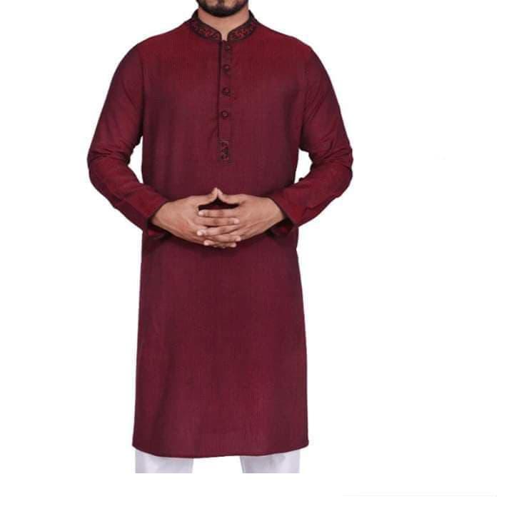 Maroon%20Cotton%20Long%20Sleeve%20Panjabi%20for%20Men%20-%20Image%203