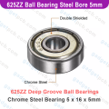 10pcs 625ZZ Deep Groove Ball Bearings 625z 5 x 16 x 5mm Bearing Steel Bore 5mm diameter. 