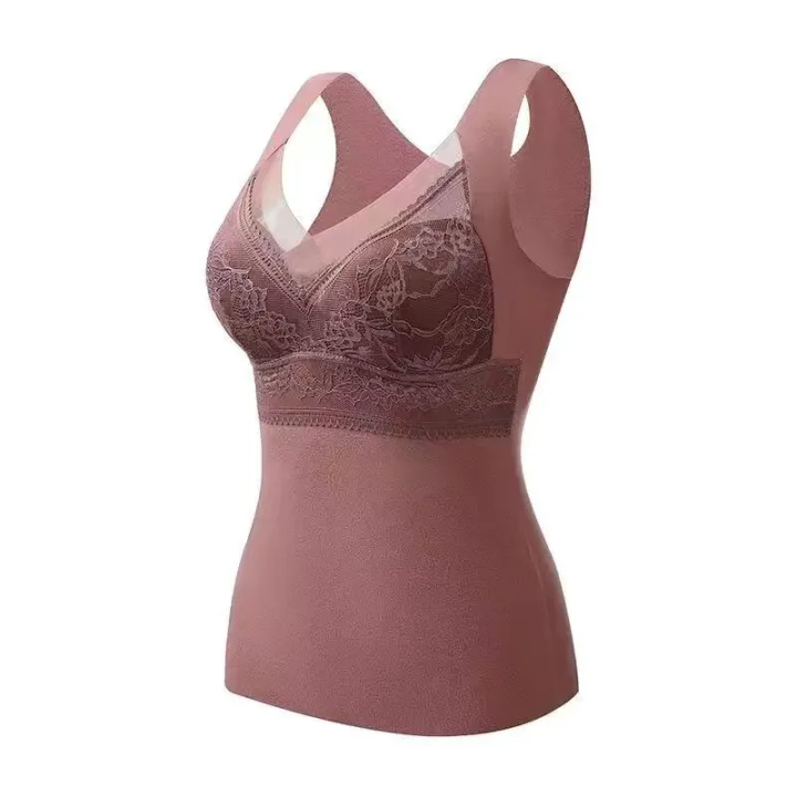De%20jung%20heat%20no%20trace%20warm%20lace%20vest%20women's%20fixed%20cup%20pile%20thickened%20thin%20comfortable%20bottom%20autumn%20underwear%20-%20Image%205