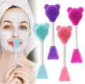 1Pcs Bear Silicone Double Head Facial Mask Brush Beauty Mud Film Facial Silicon Brush.