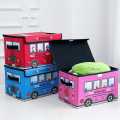 Children's Cartoon Toy Storage Box with Flip-Top Lid - Household Goods Clothes Storage Box - Car Pattern Coated Storage Box. 