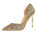 Sequins High-Heeled Shoes Pointed Toe Thin Heels Pumps High Heels Party Women Shoes.