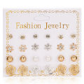 Trendy Mixed Design Pearl Stud Earrings Set for Women New collection - 12 Pairs Earring for Women - Earring Set for Girls Stylish Simple Top.
