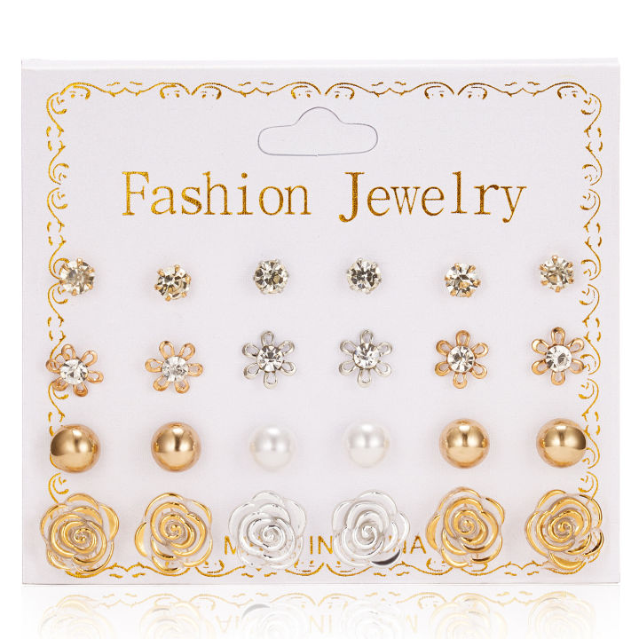 Trendy%20Mixed%20Design%20Pearl%20Stud%20Earrings%20Set%20for%20Women%20New%20collection%20-%2012%20Pairs%20Earring%20for%20Women%20-%20Earring%20Set%20for%20Girls%20Stylish%20Simple%20Top%20-%20Image%204