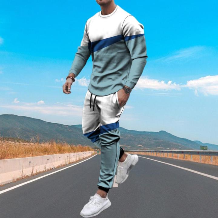 Round Neck Sports Pants Set Spring And Autumn Men Suit 3d
