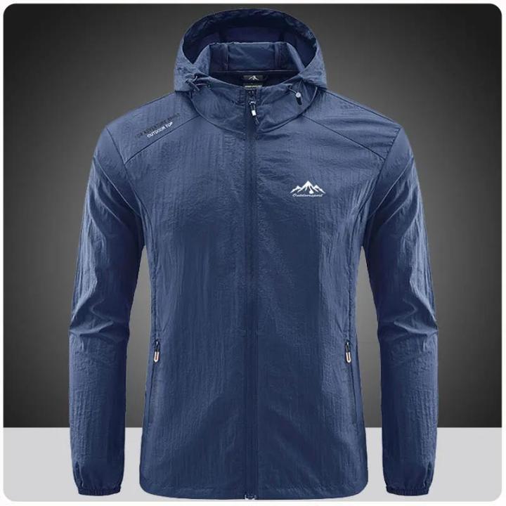 Summer Men Hiking Fishing Cycling Hooded Gym Sport Windbreaker Ultra Light Coat Men Outdoor Quick Dry Sun-Protective Thin Jacket