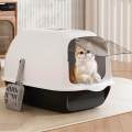 Hooded Cat with Lid Enclosed Cat Toilet Pet Supplies Sandbox Black. 