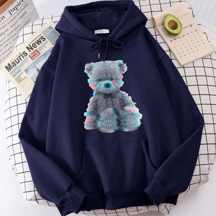 Kawaii Ragdoll Plush Bear Y2K Hoodies Male Unique S-Xxl Sweatshirt Versatile Shoulder Drop Clothing Classical Hooded Hooded Hoodie Men