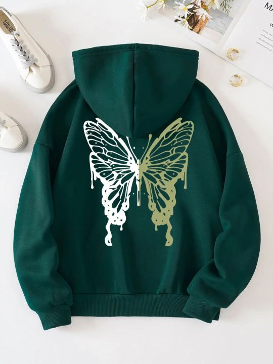 Two -color butterfly zipper hoodie -hoodes women's clothing casual durability
