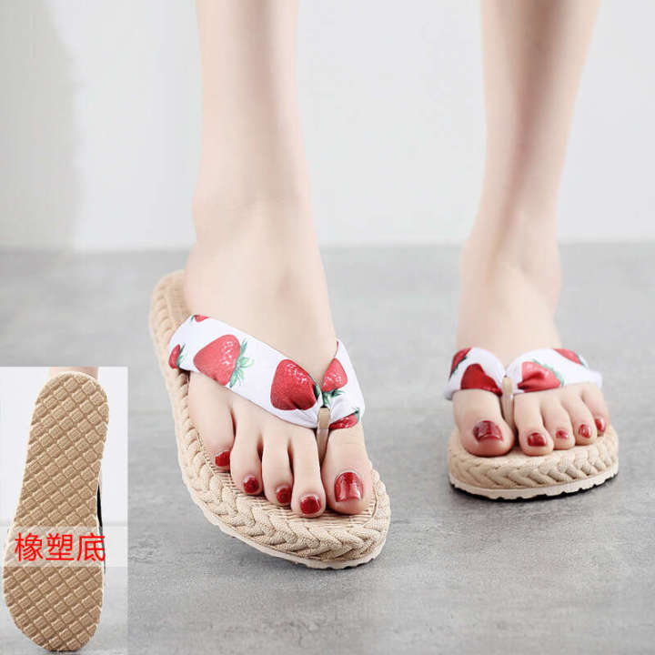 2022%20Imitation%20Grass%20Woven%20Hemp%20soled%20Sandals%20Han%20Chao%20Wears%20Rubber%20Sole%20Herringbone%20Bottom%20Beach%20Flat%20Heel%20Clip%20Feet%20Women's%20Slippers%20-%20Image%207