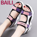 Baili Shangxi Special Leather Sports Sandals for Women2023Summer Thick Bottom All-Match Super Hot Beach Slippers.