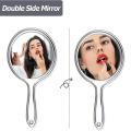 Transparent Hand Mirror Rounded Shape Makeup Mirror Hand Mirror Double-Sided Handheld Mirror 1X/3X Magnifying Mirror with Handle.