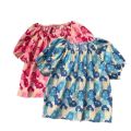 Large Flower Floral-Print off-Shoulder Top Women's Summer Korean Style Fashion Shirt Casual Shirt New Girl Sweet and Spicy.