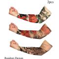 2pcs Set Nylon Outdoor Tattoo Print Arm Sleeves For Driving Riding Climbing Sunscreen Arm Cover. 