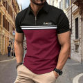 Spring Summer Autumn New Men's Short-sleeved Polo Shirt Sports Fitness Fashion Color Contrast Zipper High Quality Polo Shirt.
