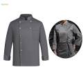 Chef Jacket Waiter Gray Wear Resistant Chef Coat for Kitchen XL.