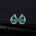 JewelryPalace Green Simulated Nano Emerald 925 Sterling Silver Hoop Clip Earrings for Women Jewelry. 