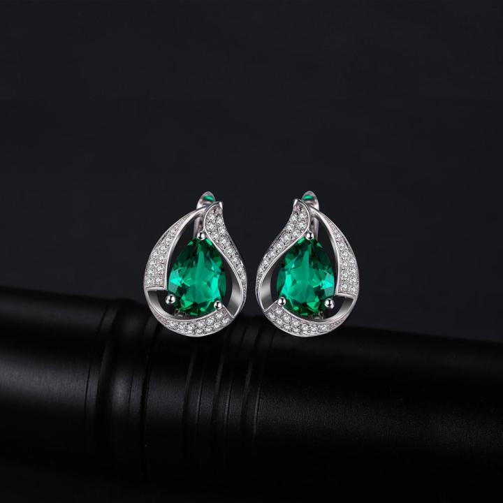 JewelryPalace%20Green%20Simulated%20Nano%20Emerald%20925%20Sterling%20Silver%20Hoop%20Clip%20Earrings%20for%20Women%20Jewelry%20-%20Image%202