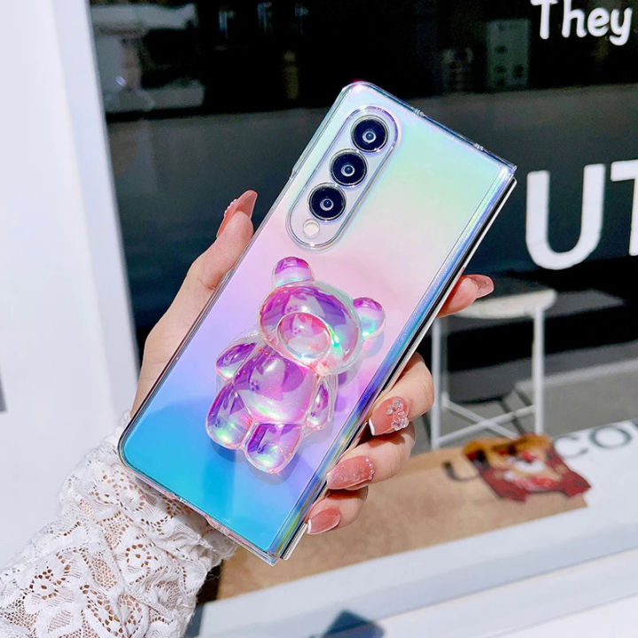 %E3%80%90Healer%20DingD%E3%80%91Laser%20Rainbow%20Gradient%20Transparent%20Phone%20Case%20For%20Samsung%20Galaxy%20Z%20Fold%205%204%203%20Cute%203D%20Crystal%20Bear%20Bracket%20Hard%20Ultrathin%20Cover%20-%20Image%203