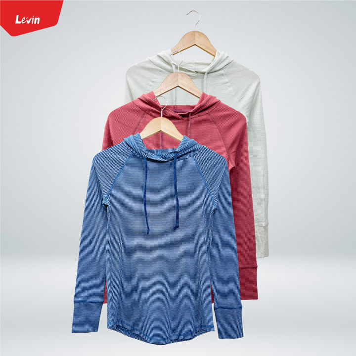 Women's Long-sleeve Pullover Striped Printed Sweatshirts Hoodie for Ladies From LEVIN