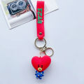 Cute BT21 Cartoon Fashion Keychains Bag Charm Strap TinyTAN Accessories Pendant Jewelry Birthday Gift.