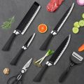 Original Zepter 6 piece knife set finished in wrinkle black. 