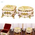 European Style Vintage Jewelry Box Enameled Trinket Box Keepsake Box for Women Girls Gift , Square. 