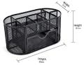 Desk Organizer Mesh Desktop Office Supplies Multi-functional Caddy Pen Holder Stationery with 8 Compartments and 1 Drawer for Office, Home, School, Classroom by Pipishell.