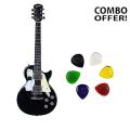 Combo ofLes Paul Standard Electric Guitar - Black and Alice 6 Pcs AP-100JS Picks. 