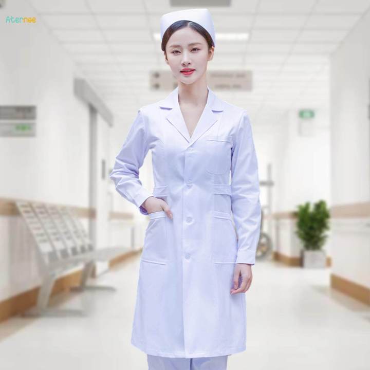 Nurse%20Work%20Suit%20Stylish%20for%20Worker%20Pet%20Groomer%20Lightweight%20Women%20Scrubs%20Set%20Thin%20White%20-%20Image%203