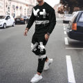 Tracksuit Set Men's Clothing 2 Pcs Summer Sports Suit 3d Print Smiley Casual Men Sets Outfits Long Sleeves T-shirt+Pants Male. 