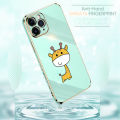 Luxury 6D Plating Case for iPhone X Color Cute Giraffe Side Pattern Back Cover Soft Silicone Square Frame Shiny Bling Phone Cases + Free Lanyard. 