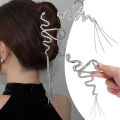 2024 New Tassel Water Diamond Advanced Sensory Gripper Large Pan Hair Back Spoon Snake shaped Shark Clip. 