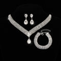 Wedding Jewelry Set High Gloss Full Imitation Jewel Bracelet Earrings Necklace Set.