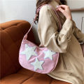 New Cute Star Crossbody Bag Korean Shoulder Bag for School Girls Versatile Star Large Capacity Tote Bag.