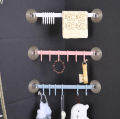 6 Hooks Hanging Towel Racks Bathroom Self Adhesive Punch-free Wall Hanger Storage Hanger Kitchen Organizer Suction Cup Hooks Closet Hanging Key Rack.