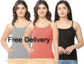 3 Pieces Multicolor Combo Ladies Comfortable Cotton Tank Tops.