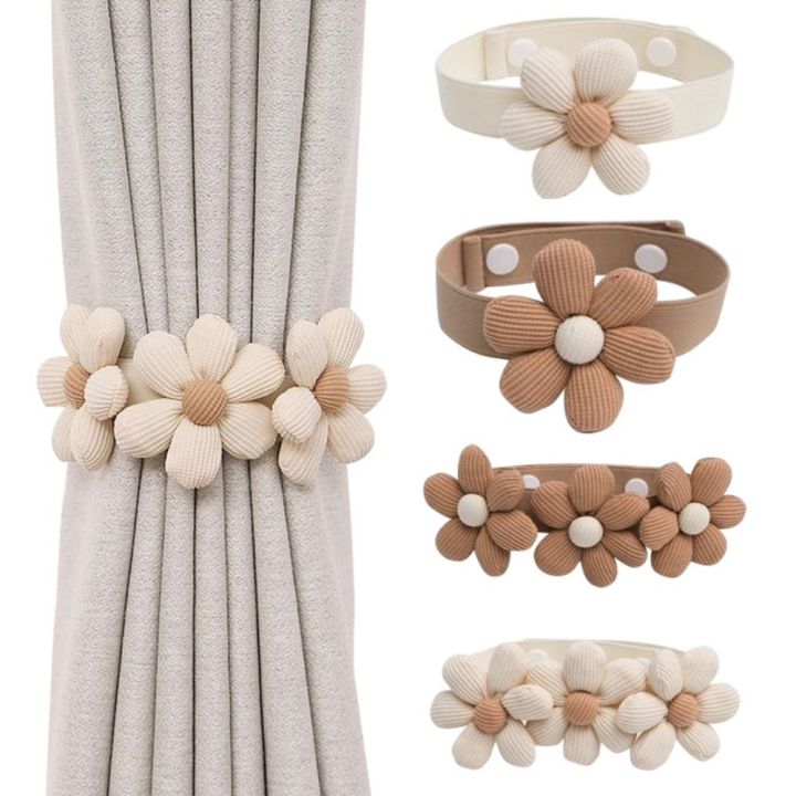 2PCS Curtain Ring Curtain Holder Flowers Curtain Tieback Cute Creative Curtain Buckle Flower Shape Curtain Clip Home Decor