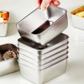 Stainless Steel Fresh-keeping Box With Lid Fresh Food Sealing Container Kitchen Vegetable & Fruit Storage Box Student Bento Box Picnic Camping Organizer Accessories. 